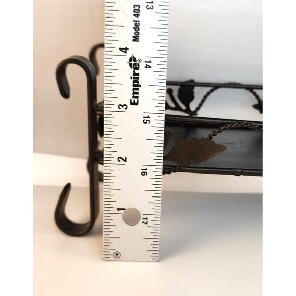 Vintage Tray Leaf & Vine Heavy Black Metal Candle Holder Centerpiece Table Decor - Picture 4 of 7